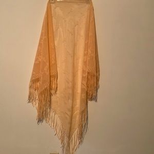 Peach Colored Lacy,Fringed Wrap/Shawl NWOT